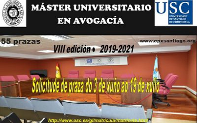ESTÁ ABERTA A MATRÍCULA PARA O MÁSTER UNIVERSITARIO EN AVOGACÍA SANTIAGO